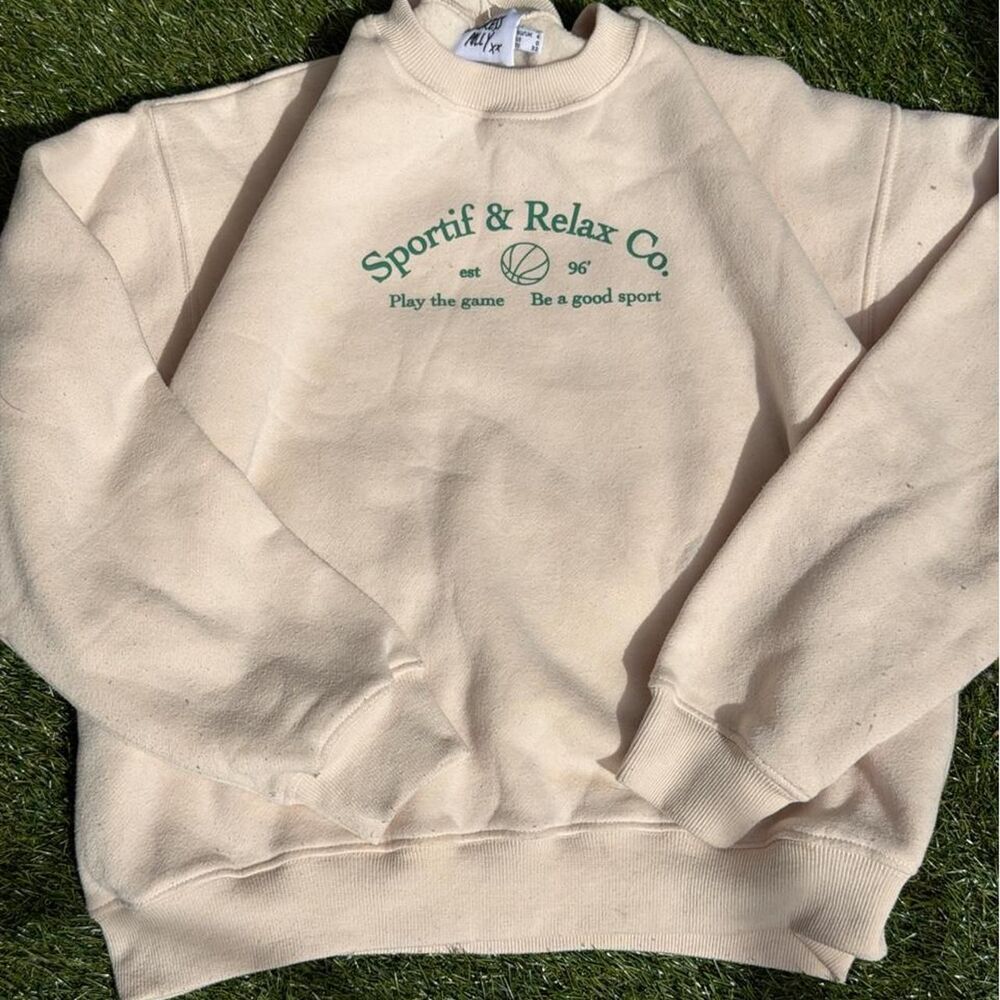 Princess-polly Women's Cream and Pink Sweatshirt